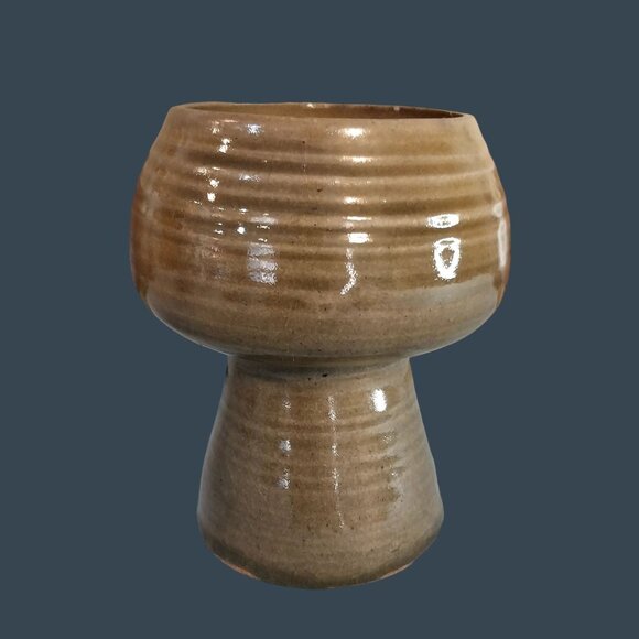 Modernist Planter Vase Or Candle Holder Signed Stoneware Pottery - Picture 3 of 10